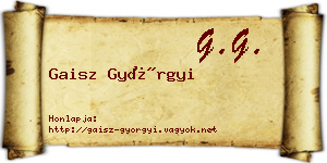 Gaisz Györgyi névjegykártya